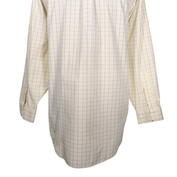 Brooks Brothers Mens Dress Shirt Button Down Yellow Blue Plaid Non Iron 17.5 33 - Picture 8 of 8
